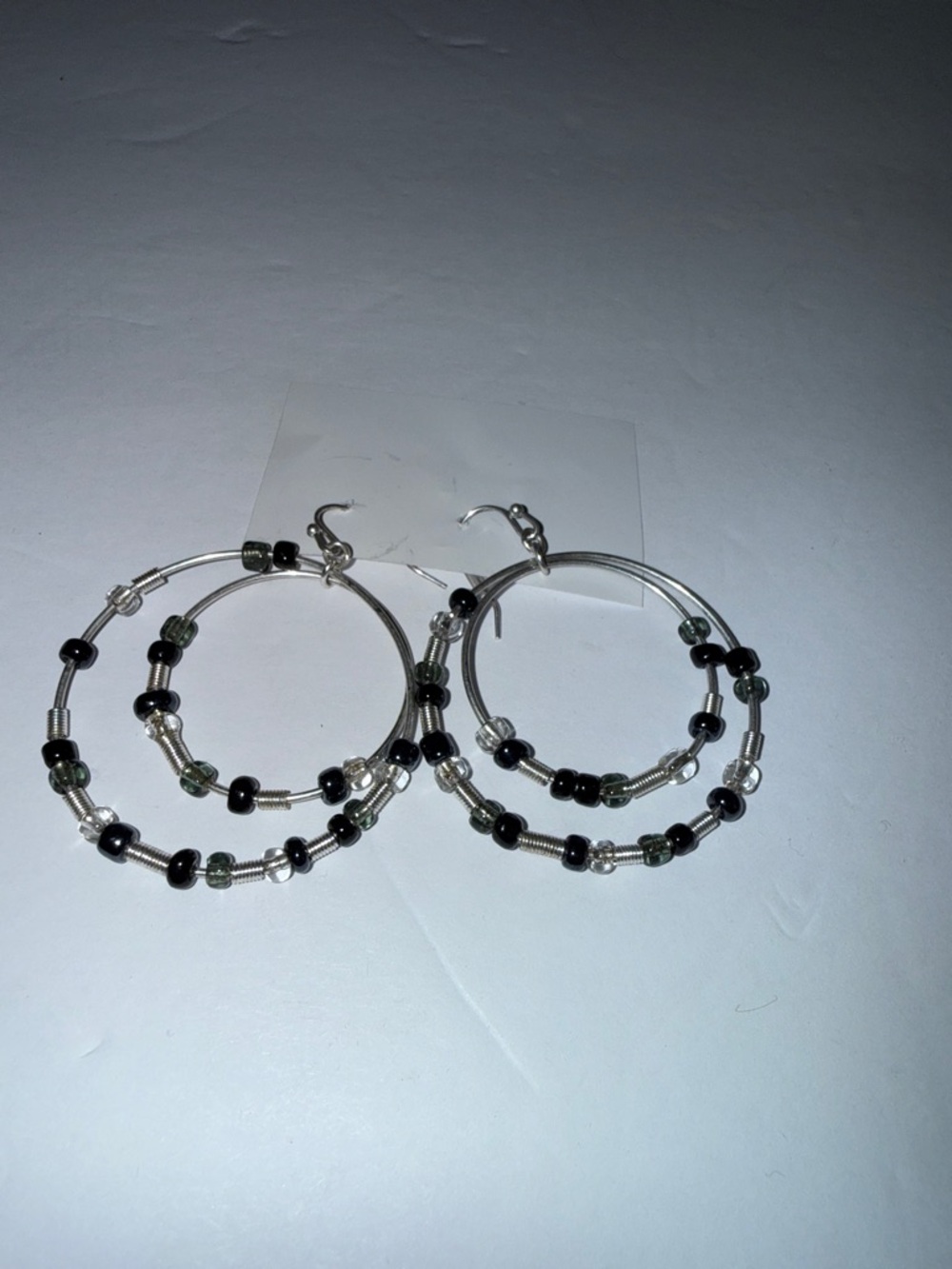 Avon Round And Oval Hoop Dangle Earring Duo Pack Black NIB Free Shipping.